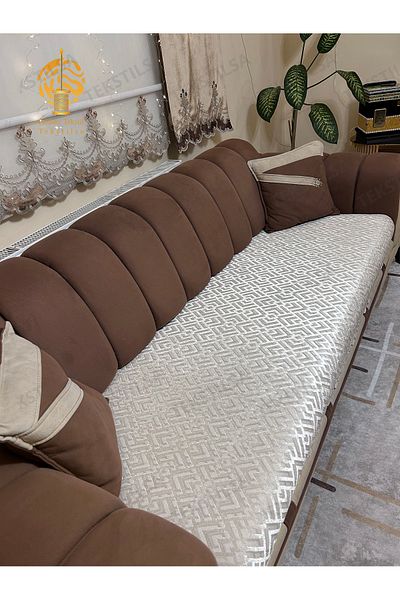 Tekstilsa Sponge Sofa Cover New Fashion Cream Color 1Pc Anti-Slip 210*170 cm