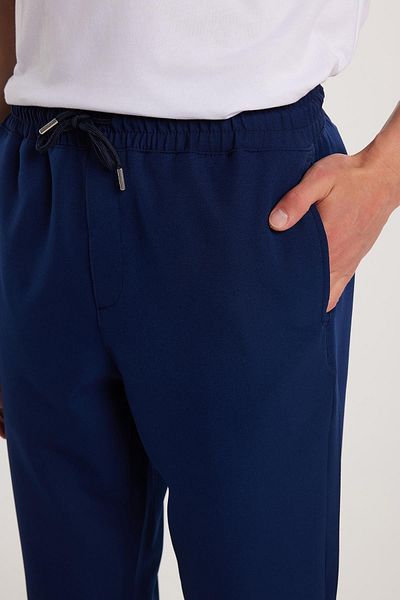 Tudors Ανδρικό παντελόνι Jogger Navy Blue με ελαστική μέση με κορδόνια και τσέπες στο πλάι