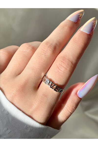 Eylülün Takısı Women's Silver Color Stone Love Ring