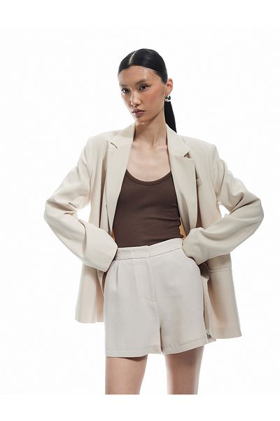 Koton Regular Fit Pile Detailed Linen Blended Mini Shorts with Pockets
