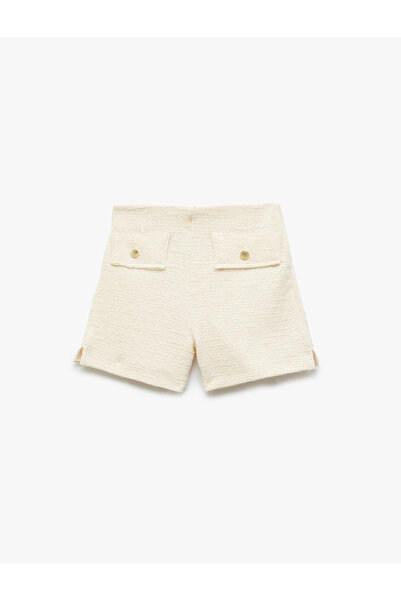 Koton Cotton Buttoned Pocket Detailed Tweed Shorts