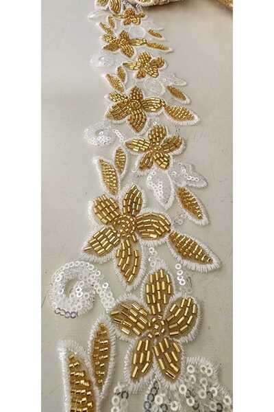 BERKE TUHAFIYE AKSESUAR 9 متر عرض الكرة 7 سم خرز ترتر جبر مطرز