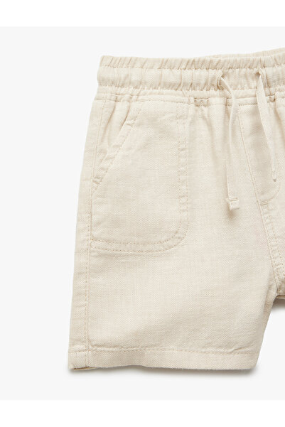 Koton Keten Karışımlı Beli Bağcıklı Cepli Pamuklu Basic Şort