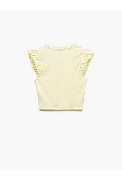 Koton Pamuklu Bisiklet Yaka Slim Fit Fırfırlı Kolsuz Tişört