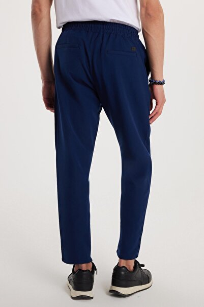 Tudors Erkek Regular Fit Beli Regular Fit Lastikli Bağcıklı Jogger Lacivert Pantolon Rahat Kesim Yan Cepli