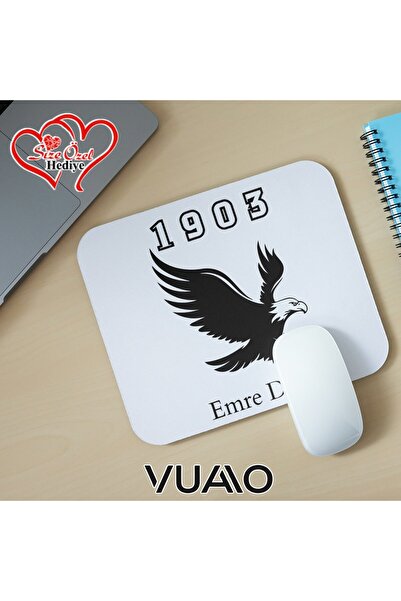 VUAO Kişiye Özel İsimli ve Kartal Temalı Mouse Pad 21x17 cm, Kaymaz Taban - B...
