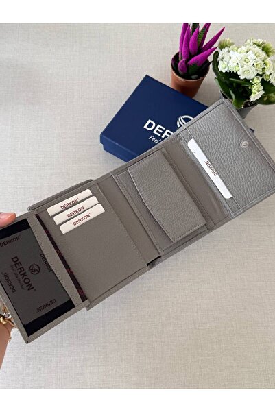 DERKON Genuine Leather Wallet with Mini Coin Compartment