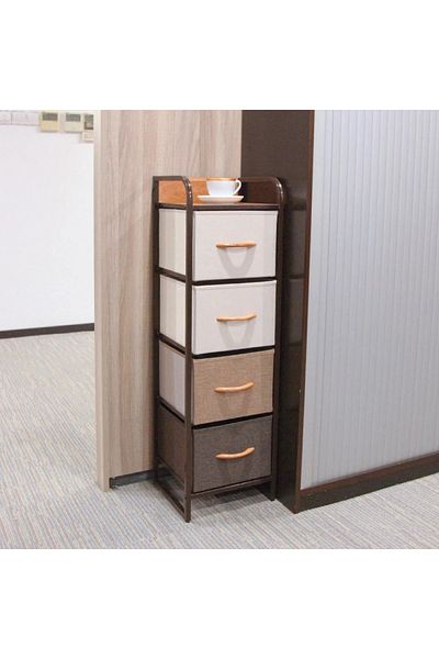 Extra Storage shelves with 4 easy-pull fabric drawers and a wooden table top in an elegant and attractive design