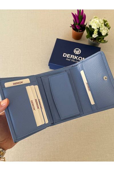 DERKON Genuine Leather Wallet with Mini Coin Compartment
