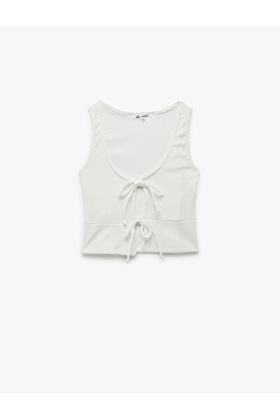 Koton Tie Detailed Wrapped Sleeveless Crew Neck Blouse