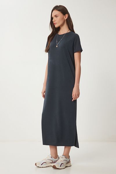 Lovelyİstanbul Modal Basic Dress - Anthracite Lsj0001 Summer