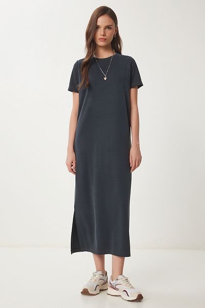Lovelyİstanbul Modal Basic Dress - Anthracite Lsj0001 Summer