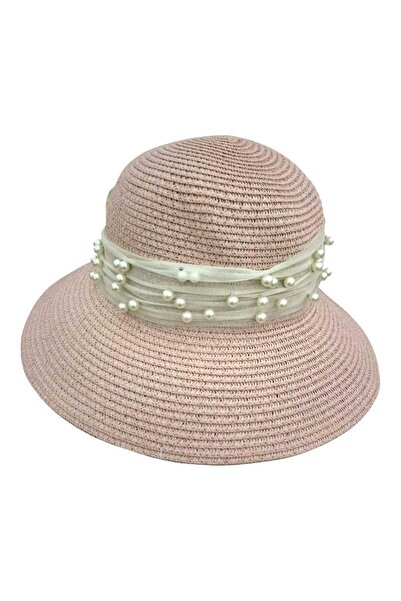 Aware Time Ženski slamnati fedora šešir sa biserima