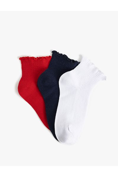 Koton Set of 3 Booties Socks with Multicolored Ruffle Detail