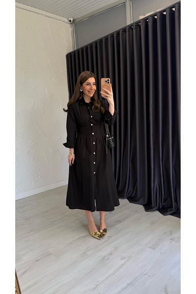 elif teke Black Poplin Dress