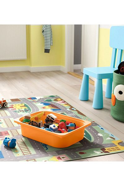 IKEA 3 Pieces Plastic Toy Storage Box 42X30X10 cm Ikea Set of 3 Organizing Box Light Orange Box