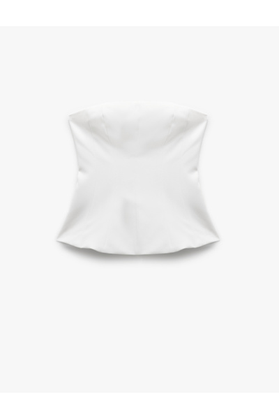 Koton Viscose Crinkle Fabric Strapless Blouse