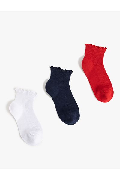Koton Set of 3 Booties Socks with Multicolored Ruffle Detail