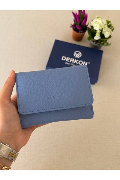 DERKON Genuine Leather Wallet with Mini Coin Compartment