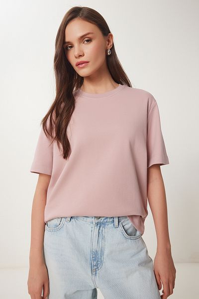 Lovelyİstanbul Tricou tricotat de bază din bumbac DRIED ROSE LUS0094