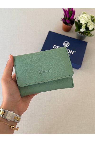 DERKON Genuine Leather Wallet with Mini Coin Compartment