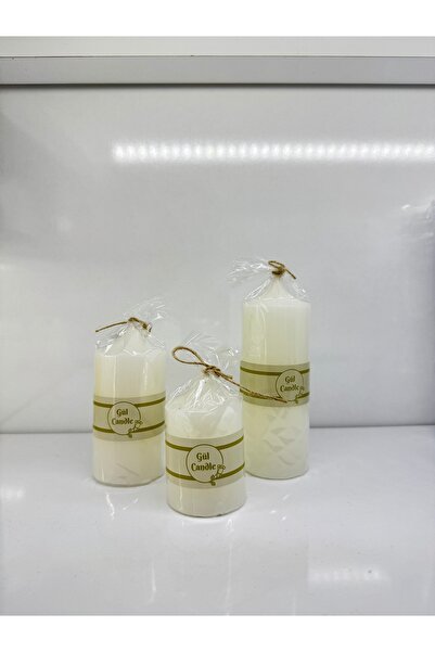 Gül Mum 3 LÜ BEYAZ SET MUM ÇAP 5 CM BOYLAR 7 / 10 / 15 CM