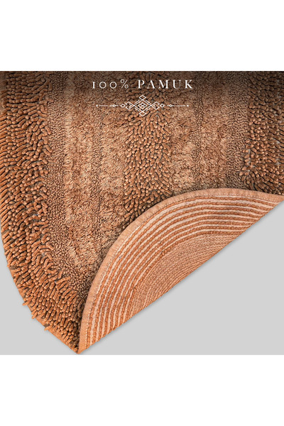Macoroni Oval Kahve Oda Banyo Halısı Makinede Yıkanabilir %100 Pamuk Dokuma