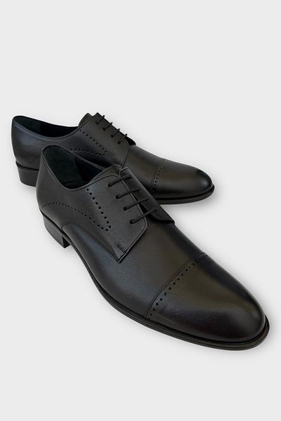 Liger Men's Lace-Up Genuine Leather Shoes Black