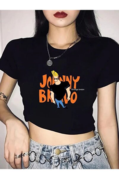 weywot Bluză neagră Jonny Bravo Crop