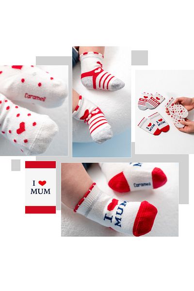 Caramell 3 Piece Socks Baby Girl 0-3 Months Heart Patterned Boxed Gift