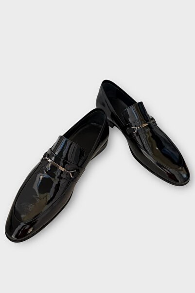 Liger Ανδρικά παπούτσια με αγκράφα Classic από γνήσιο δέρμα ΜΑΥΡΟ