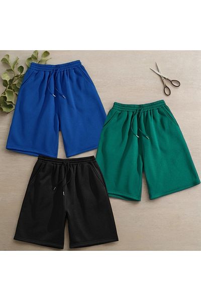 Fifty Color Σορτς 3 τεμαχίων Unisex μονόχρωμο χτενισμένο βαμβακερό