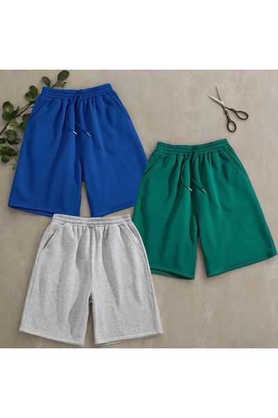 Fifty Color 3-Piece Unisex Solid Colored Combed Cotton Shorts