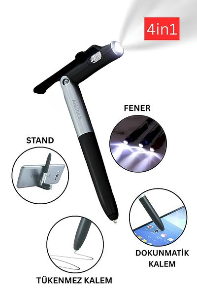 Abbruch 4in1 Touch Pen with Flashlight Phone Stand Ballpoint Pen Tablet Phone Compatible Stylus Pen Drawing