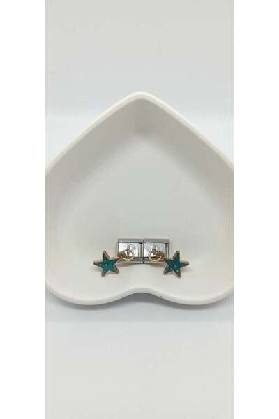 ndjewelry حلية الترشيح بنقشة نجمة متدلية باللون الفيروزي