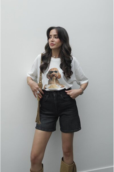 Havoş Füme Yıkamalı Fit Denim Şort