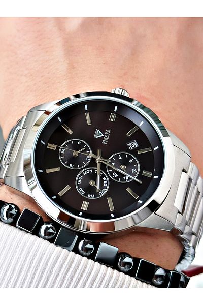 Fiesta Silver Color Functions Active Elite Steel Men Wristwatch + Bracelet
