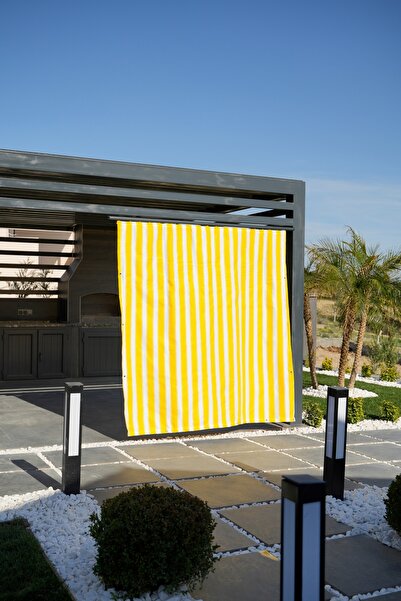 ALTINPAMUK Balkon Perdesi Enxboy Seçenekli Kuşgözlü Balkon Brandası Sarı Beyaz Ty901-2