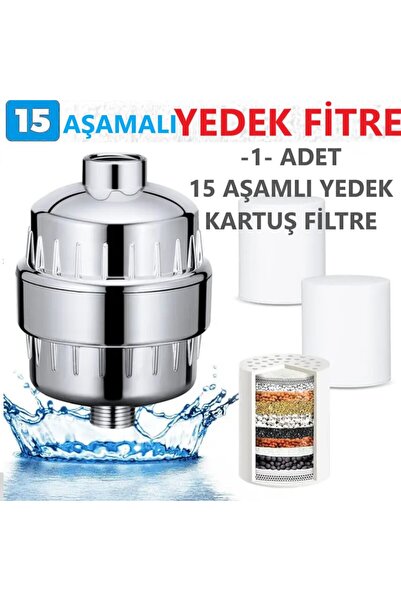 DUHALINE 15 Aşamalı Duş Banyo Mutfak Filtresi YEDEK KARTUŞ Klor Kireç Kötü Koku Önleyici (Yedek Filtre)