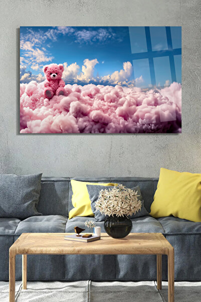 TAULART RUŽIČASTI MEDVED VERTIKALNI STAKLENI STOL ULTRA ŽIVOPISNE BOJE STAKLE...