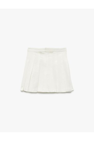 Koton Cotton Zippered Basic Pleated Skirt