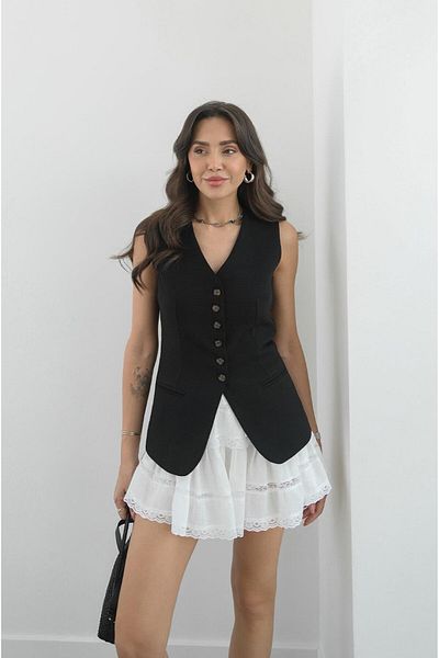 Havoş Black Greta Linen Vest