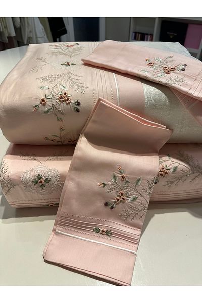 incisecrethome Handcrafted Powder Pique and Duvet Cover Set 7 Pieces