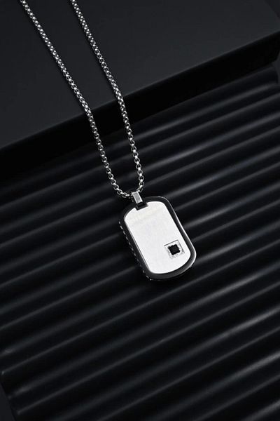 FERRO Silver and Black Steel Men's Jewelry Frj10046-J
