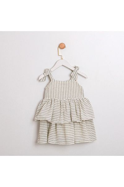 ministok Karina Soft Fabric Two Layers Skirt Striped Strap Dress