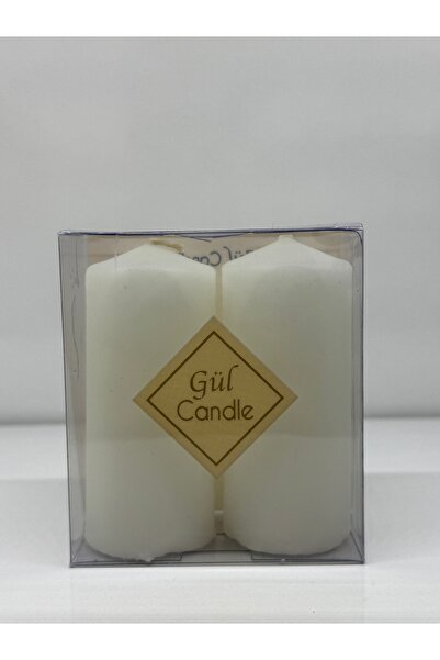 Gül Mum 2 Lİ BEYAZ TAKOZ MUM ÇAP 3 BOY 8 CM