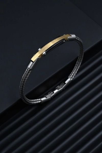 FERRO Silver and Yellow Steel Men's Jewelry Frj10045-D