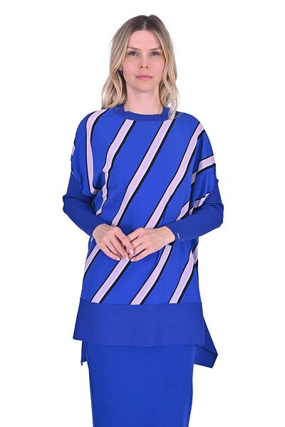 Invee INVEE 6252 Striped Knitwear-Chiffon Tunic Mix
