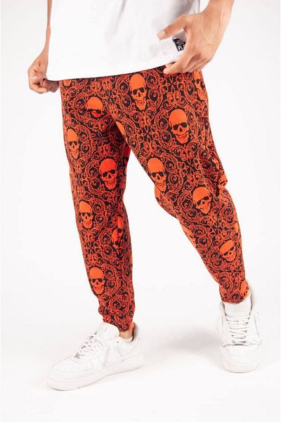 SUPERBLUE Men's Figure Pattern Elastic Orange Baguette Trousers