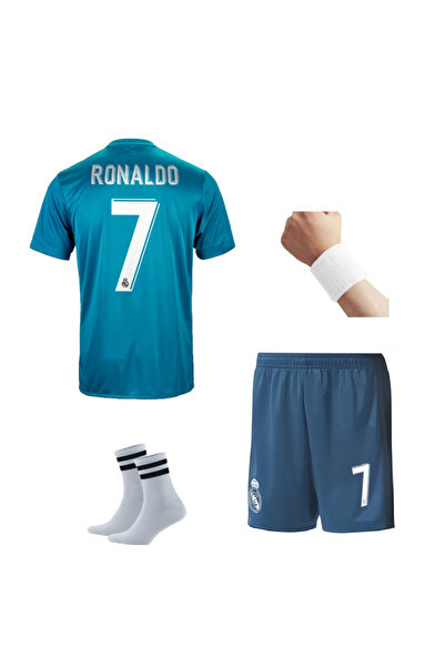 Forma Real Madrid Ronaldı Turkuaz Ş.Ligi 2017/18 Futbol Çocuk Forması 4'Lü Set